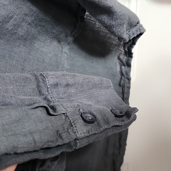 Cloth ans Stone Gray Linen Tie Front Top, S - Picture 5 of 8